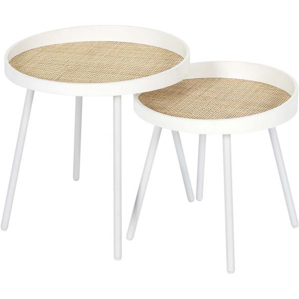 Tables gigognes plateau en rotin Reed (Lot de 2)