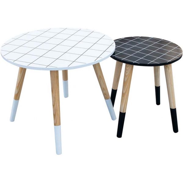 Tables gigognes plateaux à carreaux (Lot de 2)