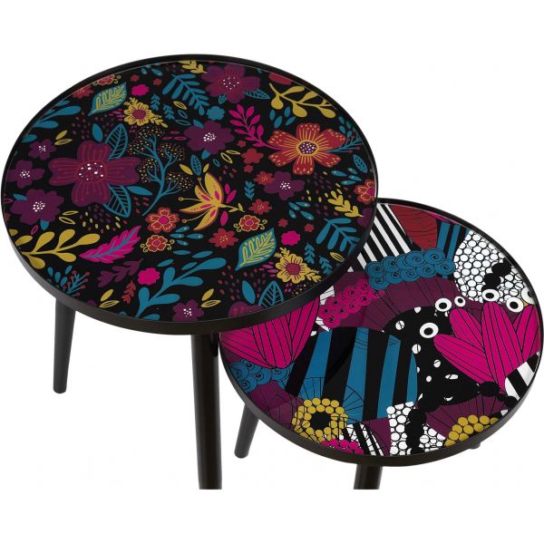 Tables gigognes plateaux imprimés Olga (Lot de 2) - 9