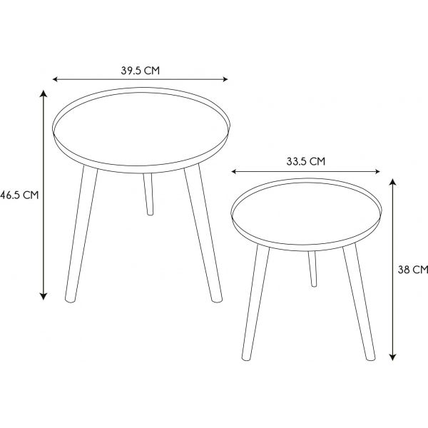 Tables gigognes plateaux imprimés Olga (Lot de 2) - CMP-3578