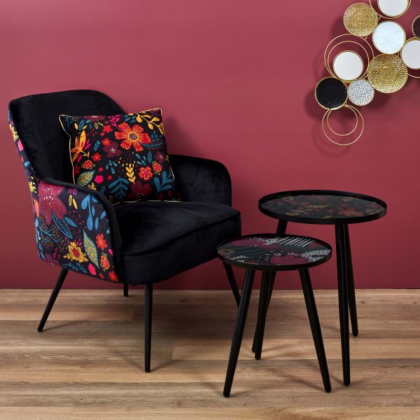 Tables gigognes plateaux imprimés Olga (Lot de 2) - THE HOME DECO FACTORY