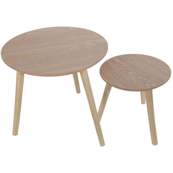Tables gigognes rondes bois brut (Lot de 2) - CMP-1334