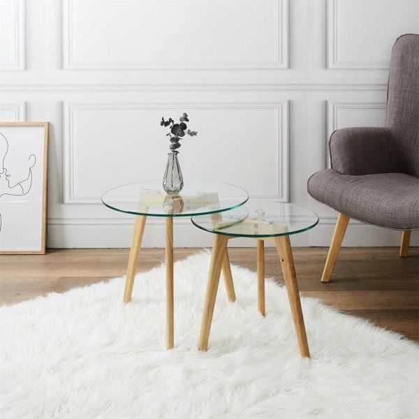Tables gigognes en verre trempé (Lot de 2) - THE HOME DECO FACTORY