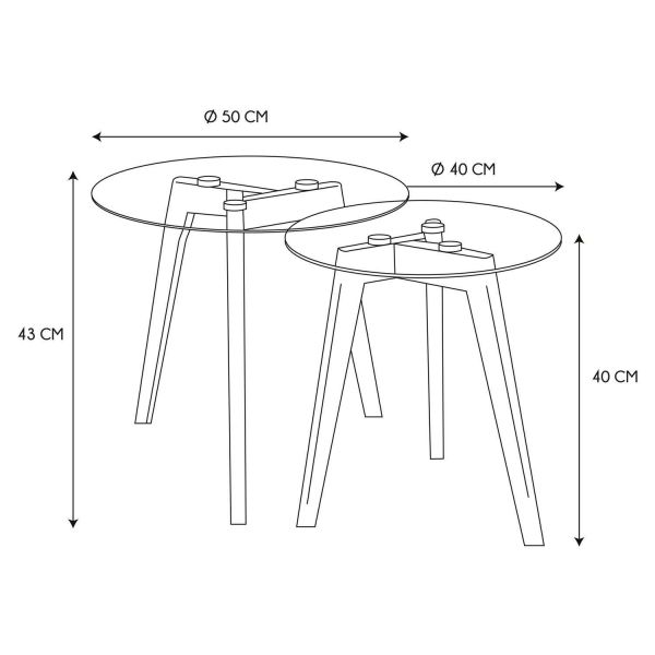 Tables gigognes en verre trempé (Lot de 2) - CMP-0759