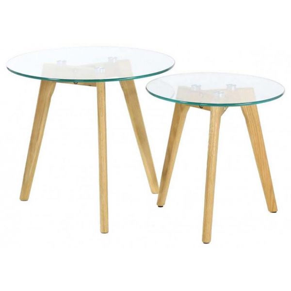 Tables gigognes en verre trempé (Lot de 2)