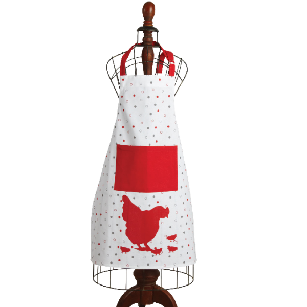 Tablier de cuisine en coton Poule rouge - AUB-2739