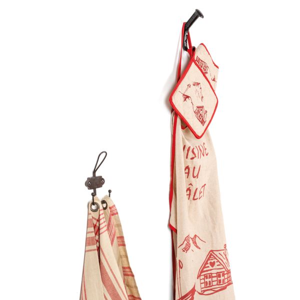 Tablier en lin naturel et rouge 