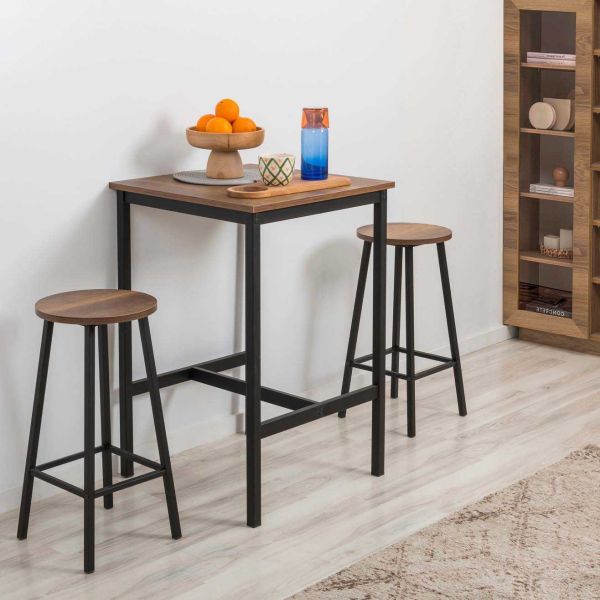 Taboret de bar en aggloméré et métal Mola - HANAH HOME