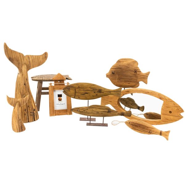 Tabouret Poisson en paulownia recyclé - 6