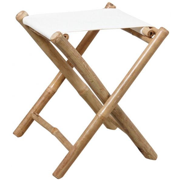 Tabouret pliant en bambou avec assise coton