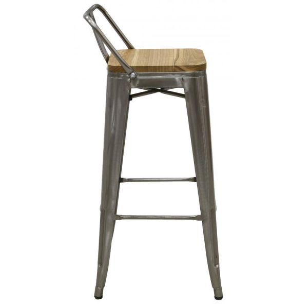Tabouret de bar en métal et bois d'orme huilé - AUBRY GASPARD