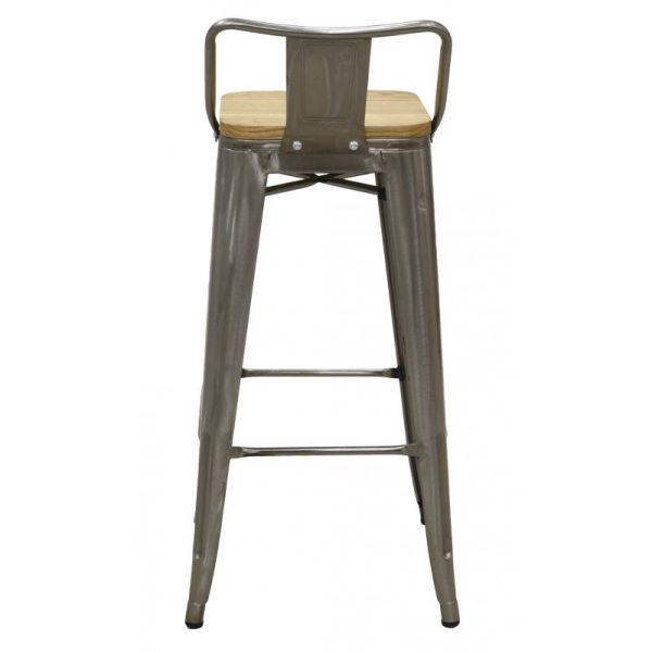Tabouret de bar en métal et bois d'orme huilé - AUB-4476