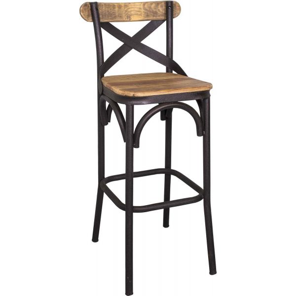 Tabouret de bar assise en bois d'orme