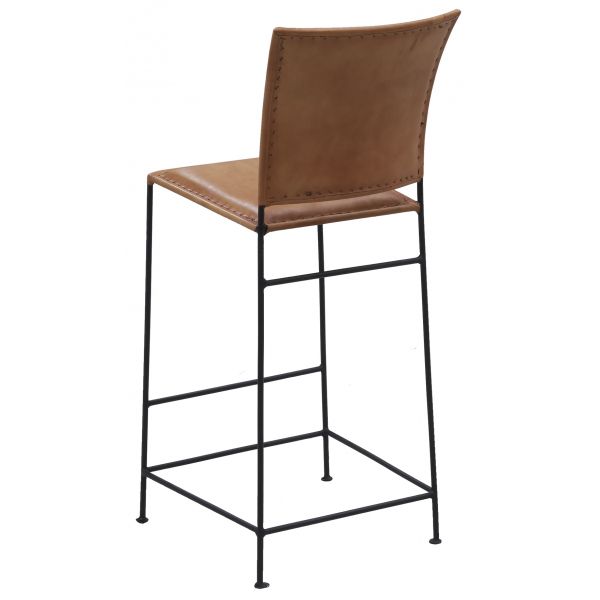 Tabouret de bar en cuir de chèvre et métal - AUBRY GASPARD