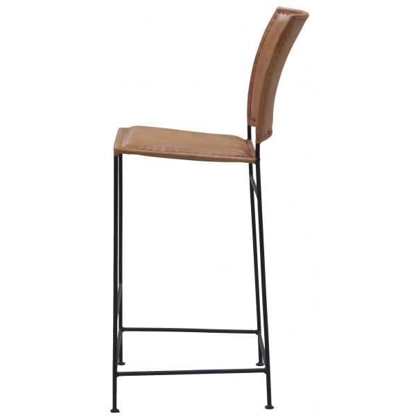 Tabouret de bar en cuir de chèvre et métal - AUB-2088