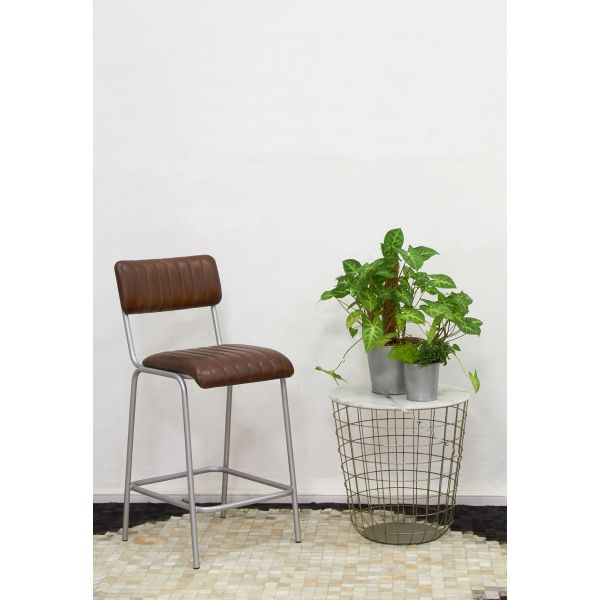 Tabouret de bar en cuir et métal - AUBRY GASPARD