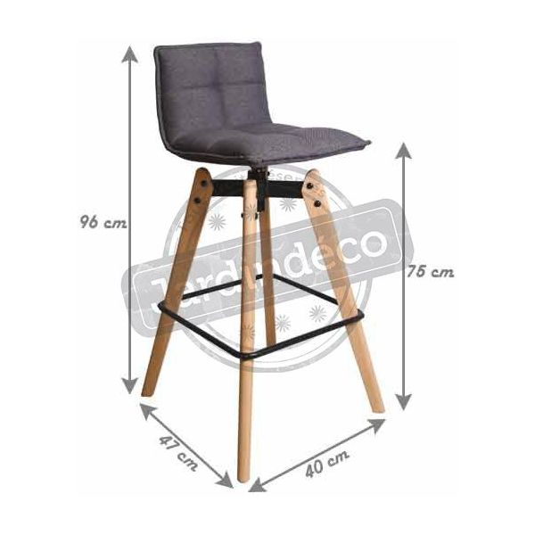 Tabouret de bar design avec pieds en chêne - 