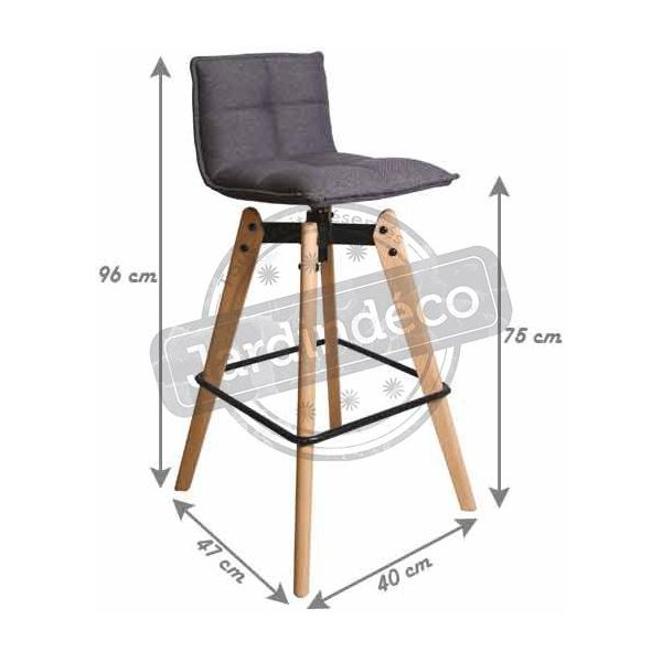 Tabouret de bar design avec pieds en chêne - 126