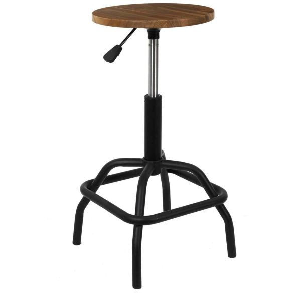 Tabouret de bar hauteur régalble en bois et métal Ace - CMP-4625