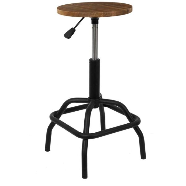 Tabouret de bar hauteur régalble en bois et métal Ace - CMP-4625