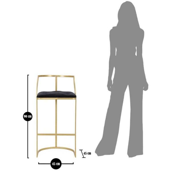 Tabouret de bar en métal assise capitonnée Istanbul 45 x 90 cm - MAU-0418