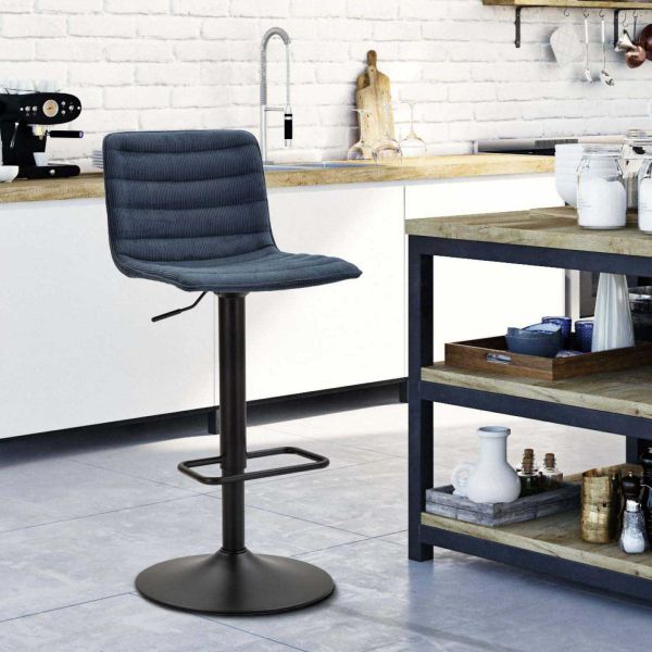 Tabouret de bar en métal assise et dossier matelassé hauteur réglable - MAURO FERRETTI