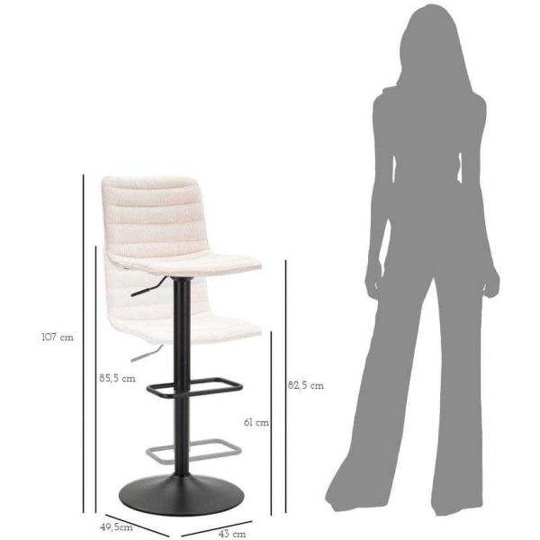 Tabouret de bar en métal assise et dossier matelassé hauteur réglable - MAU-0443