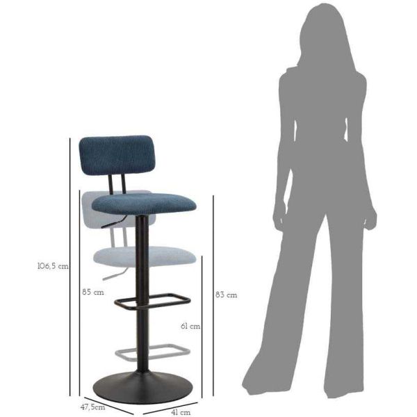 Tabouret de bar en métal avec dossier hauteur réglable - MAU-0442