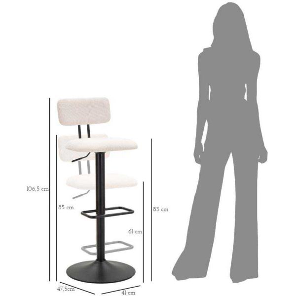 Tabouret de bar en métal avec dossier hauteur réglable - MAU-0441