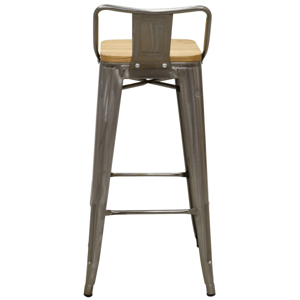 Tabouret de bar en métal laqué et bois d'orme huilé (Lot de 2) - AUB-7212