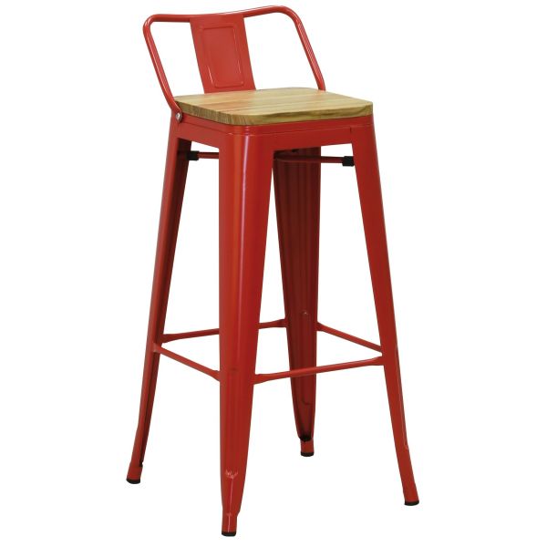 Tabouret de bar en métal laqué et bois d'orme huilé (Lot de 2) - 199