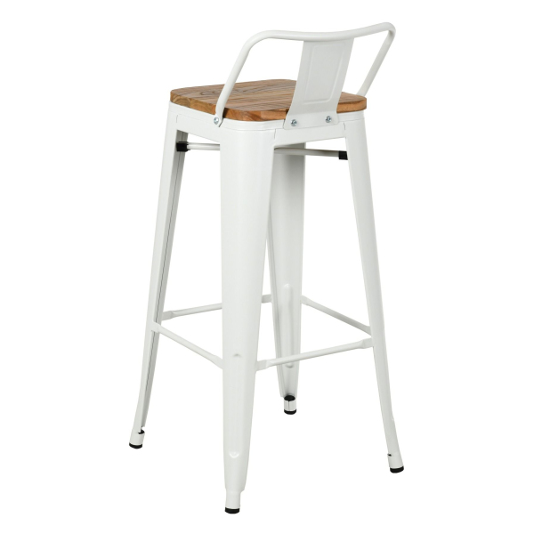 Tabouret de bar en métal laqué et bois d'orme huilé (Lot de 2) - AUB-7209