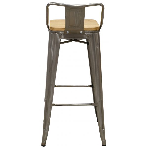 Tabouret de bar en métal laqué et bois d'orme huilé (Lot de 4) - 5