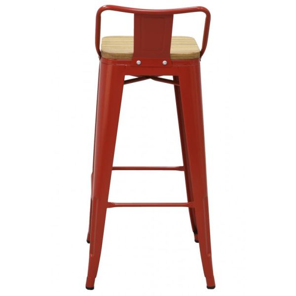 Tabouret de bar en métal et bois d'orme huilé - AUB-4477