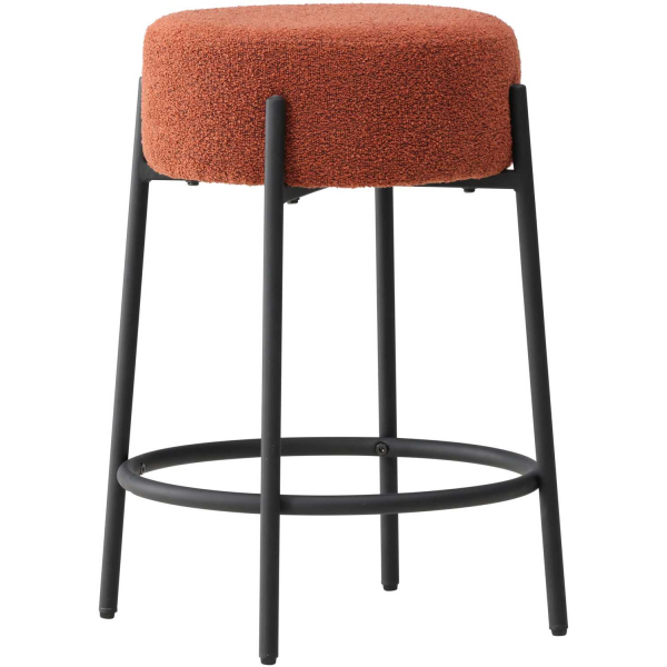 Tabouret de bar en métal et tissu bouclette Tucson
