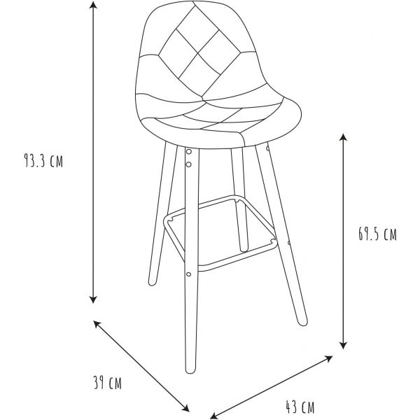 Tabouret de bar scandinave Patchwork - CMP-3833