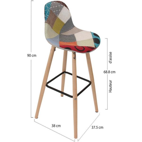 Tabouret de bar scandinave patchwork - CMP-1005