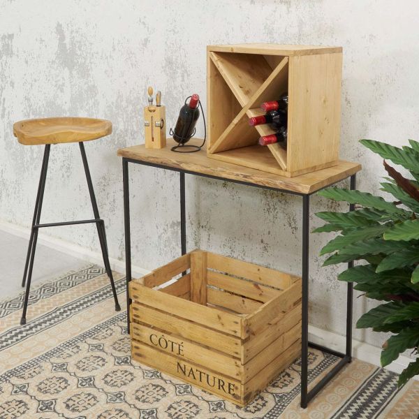 Tabouret de bar en teck et métal Elanga - AUBRY GASPARD