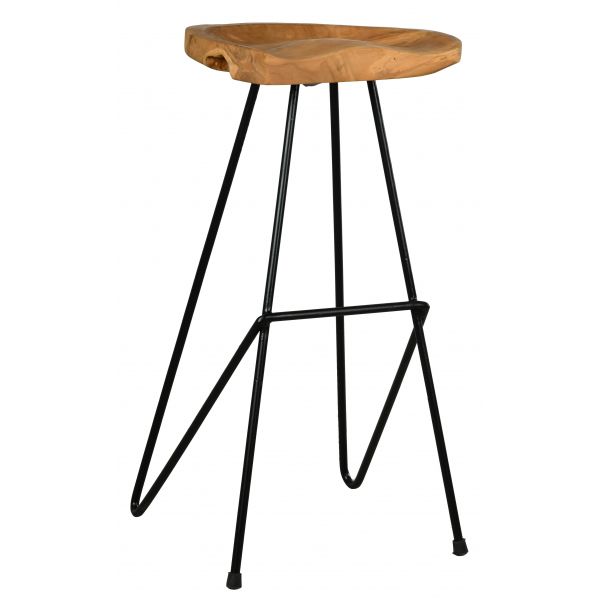 Tabouret de bar en teck et métal Elanga - AUB-4110