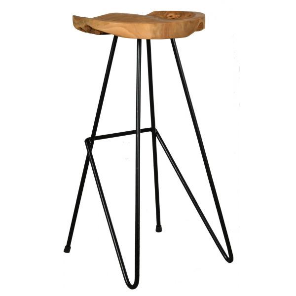 Tabouret de bar en teck et métal Elanga