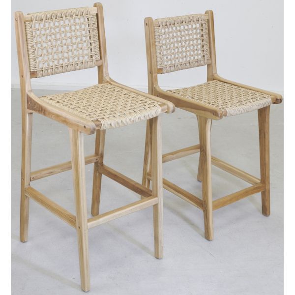 Tabouret de bar en teck naturel BAIA (Lot de 2) - AUBRY GASPARD