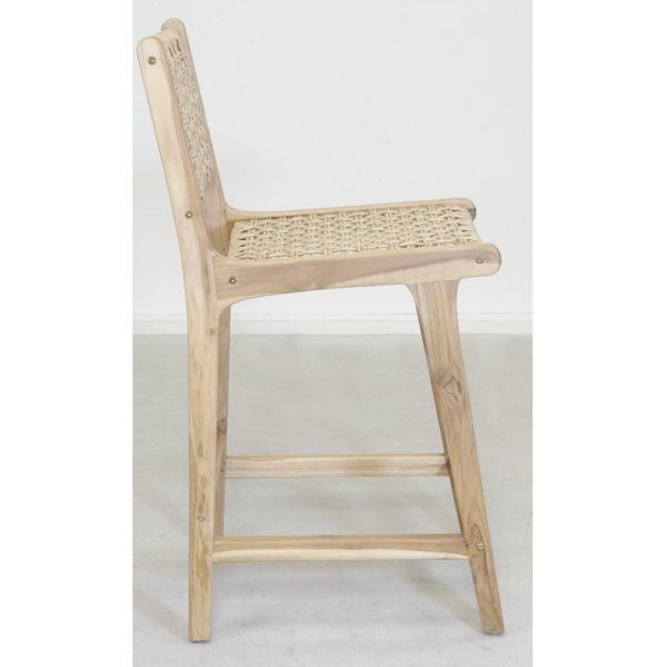 Tabouret bar en teck naturel et cannage BAIA (Lot de 2) - 549