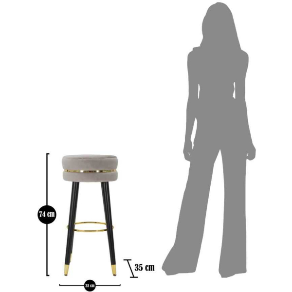 Tabouret de bar en tissu et métal Paris 35 x 74 cm - MAU-0808