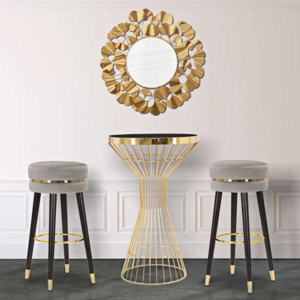 Tabouret de bar en tissu et métal Paris 35 x 74 cm - MAURO FERRETTI