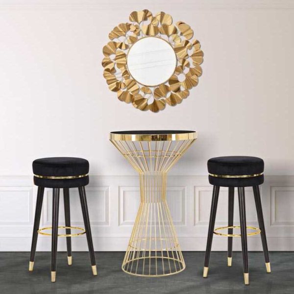 Tabouret de bar en tissu et métal Paris 35 x 74 cm - MAURO FERRETTI
