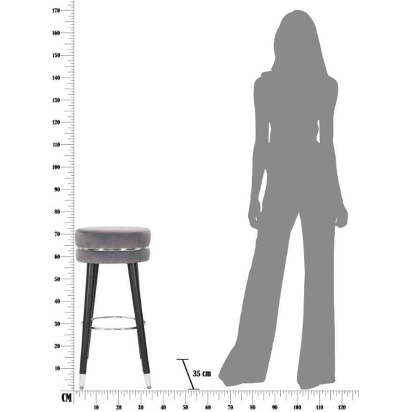 Tabouret de bar en tissu et métal Paris 35 x 74 cm - MAU-0807