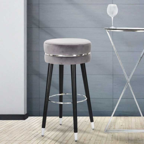 Tabouret de bar en tissu et métal Paris 35 x 74 cm - MAURO FERRETTI