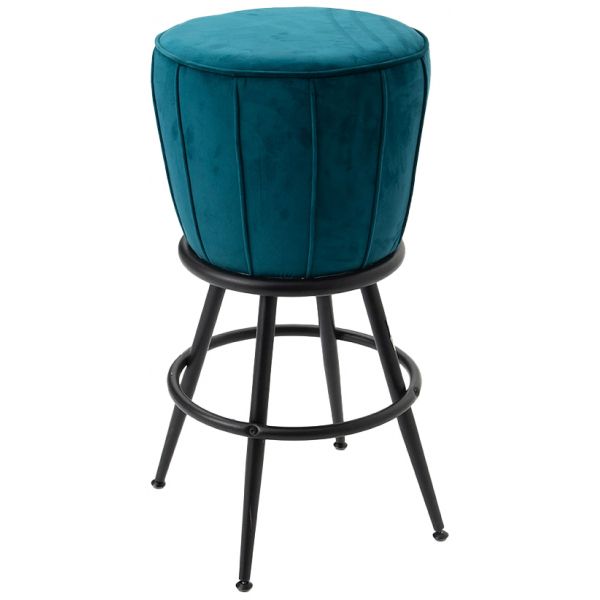 Tabouret de bar en velours bleu canard duck