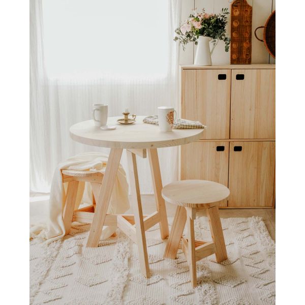 Tabouret bas en pin massif One - 7