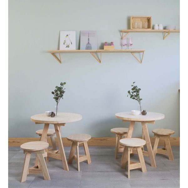 Tabouret bas en pin massif One - 5